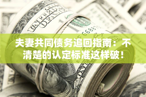 武汉夫妻共同债务追回指南：不清楚的认定标准这样破！