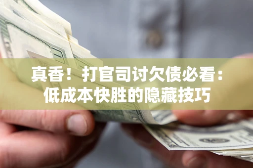 武汉真香！打官司讨欠债必看：低成本快胜的隐藏技巧