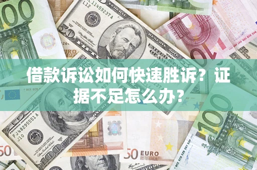 武汉借款诉讼如何快速胜诉？证据不足怎么办？